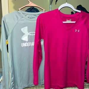 2 Under Armour long sleeve “Athletic” tops! One adult small & one XL Youth.